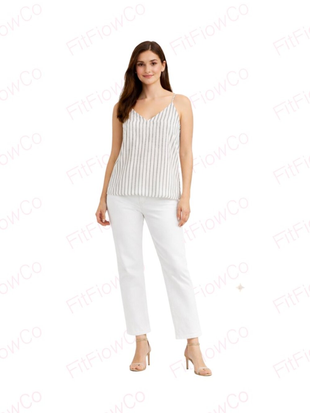 Socialite Striped Cami Top White Black Vertical Stripe Flowy Tank Size M